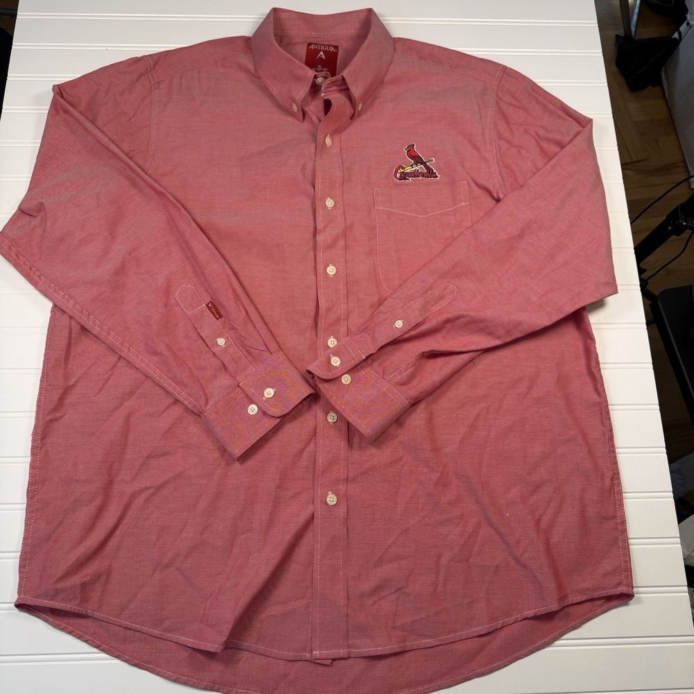 Antigua St. Louis Cardinals Button Up Long Sleeve Shirt Men's XL Red GUC‎ - Picture 2 of 7